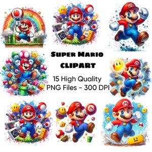 Super Mario ClipArt Set - Digitaler Download Perfekt für DIY-Geschenke und Kunsthandwerk, 300 DPI, hohe Auflösung, 25 hochwertige ClipArt's
