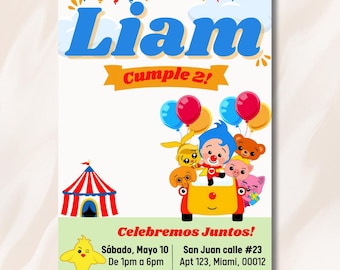 Plim Plim Birthday Invitation, EDITABLE Circus Birthday Card, Digital Invitation, Printable Invitation, Editable Template, INSTANT DOWNLOAD