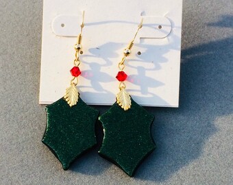 Holly leaf earrings