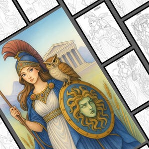 Ultimate Greek Gods Coloring Book | 30 Gods & Goddesses | Mythology coloring pages and PNG | Printable Greek Myth Coloring Book for Adults