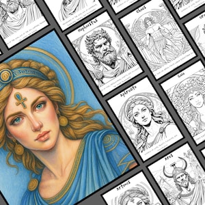 Ultimate Greek Gods Coloring Book | 37 Gods & Goddesses | Mythology coloring pages and PNG | Printable Greek Myth Coloring Book for Adults