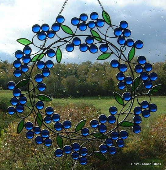 Stained Glass Berry Wreath Sun Catcher