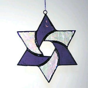 Stained Glass Spiral Hexagram Star Sun Catcher Jewish Star