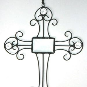 Stained Glass Beveled Cross Suncatcher Window hanging