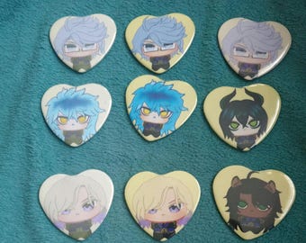 Twisted wonderland Heart shaped badges