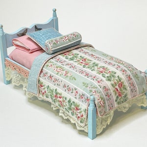 1/12 Scale Miniature Light Blue Twin Bed Furniture Butterfly Collection image 1