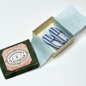 1/12 Scale Miniature Dollhouse Blue Striped Shoes in a Box image 2