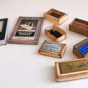 1/12 Scale Miniature Vintage Drawing Art Set image 1