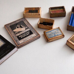 1/12 Scale Miniature Vintage Drawing Art Set image 2