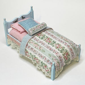 1/12 Scale Miniature Light Blue Twin Bed Furniture Butterfly Collection image 3