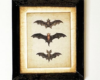 Miniature Twelfth Scale Dollhouse Halloween Bat Framed Art