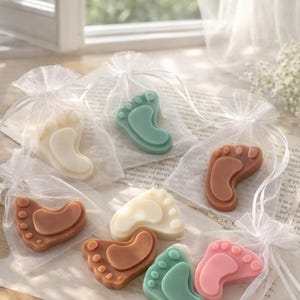 Baby shower favours, Mini baby foot wax melts, Gender reveal favours, Birthday present, Baby powder scented, Soy wax image 6