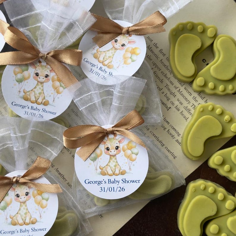 Baby shower favours, Mini baby foot wax melts, Gender reveal favours, Birthday present, Baby powder scented, Soy wax image 4