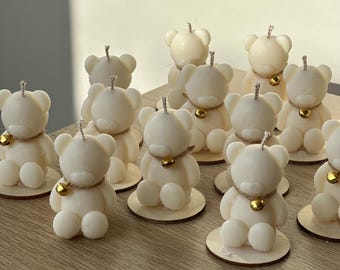 Mini Soy Teddy Bear Candles: Scented Baby Shower Favors