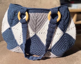 Torba na ramię szydełkowa: wyjątkowa torba boho na co dzień, kolorowa, ręcznie robiona, kwadratowa babcia