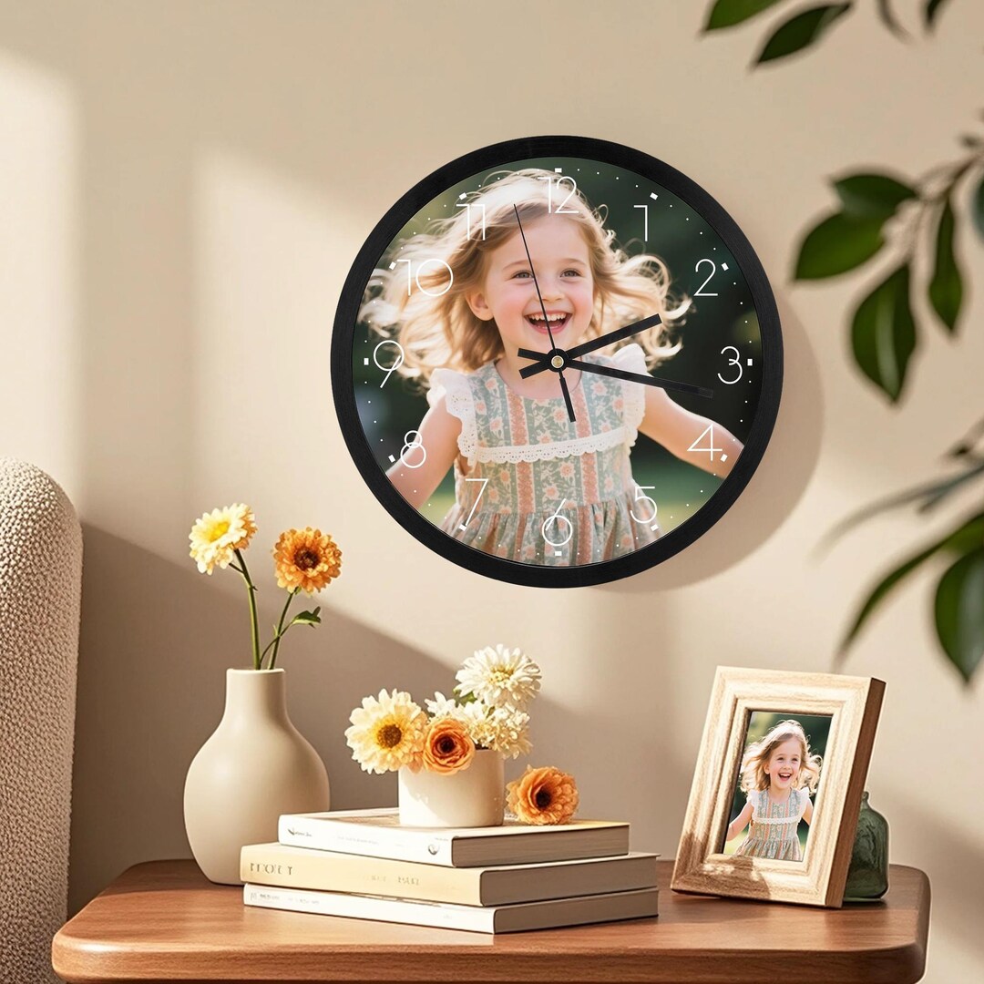 Customised Clocks Custom Photo Wall Clock – Personalized Clock Gift for Family or Couple ...