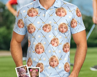 Personalized Face Polo Shirt for Dad, Custom Photo Polo, Funny Father’s Day Gift