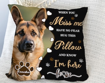 Coussin commémoratif personnalisé pour animal de compagnie, cadeau de perte d'animal de compagnie avec photo, coussin commémoratif chien chat, cadeau de sympathie pour amoureux des animaux de compagnie, souvenir personnalisé d'animal de compagnie