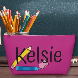 Hand-Drawn Pencil Case: Personalized Back to School Zipper Pouch