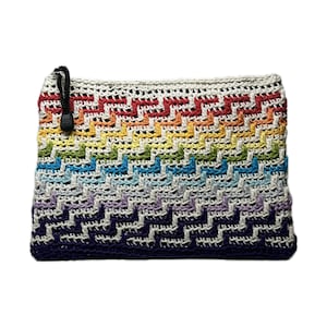 Bolsa de cosméticos grande de crochet de Rainbows