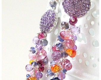 Amethyst, Iolite, Topaz, Garnet earrings - Purple Sunset