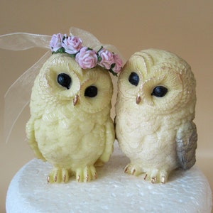 Chocolate Owl Couple - 3D solid chocolate - Wedding Engagement Birthday - Edible Cake Topper - handmade hand painted - magical wizard magic
