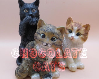 Chocolate Cat Kitten - Sitting or Standing - 3D edible Cake Topper - Hand painted - Personalised - Gift packaged, unique - Cat Lover