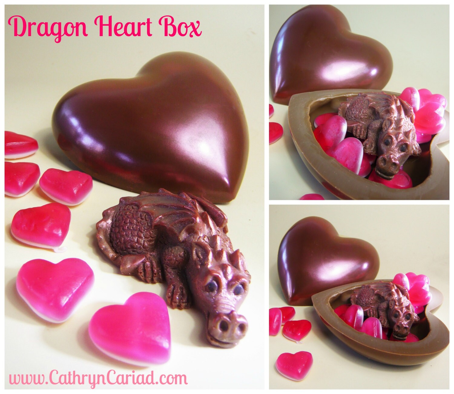 Chocolate Dragon Heart Box contains solid choc Dragon and Etsy
