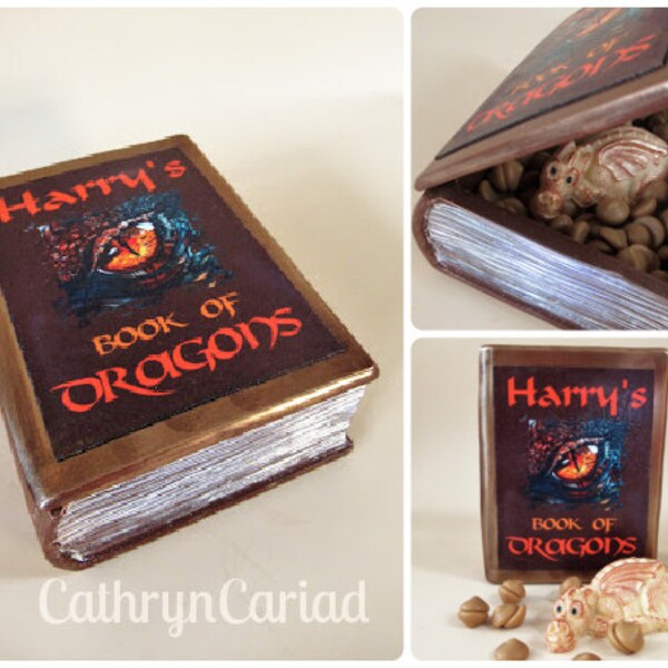 Chocolate Book of Dragons - personalised edible label - contains dragon - Game of Thrones - handmade, gift packaged - Golden Dragon