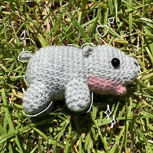 Crochet Moo Deng Baby Hippo Amigurumi Handmade Pygmy Hippo Crocheted Cute Stuffed Animal Plushie