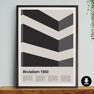 Brutalist print, Gift, poster, Bauhaus Series, modernism, mid century, minimal, modern, architecture, concrete, wall art, lover, models