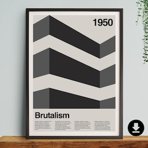 Brutalist print, Gift, poster, Bauhaus Series, modernism, mid century, minimal, modern, architecture, concrete, wall art, lover, models