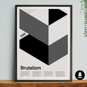 Brutalist print, Gift, poster, Bauhaus Series, modernism, mid century, minimal, modern, architecture, concrete, wall art, lover, models