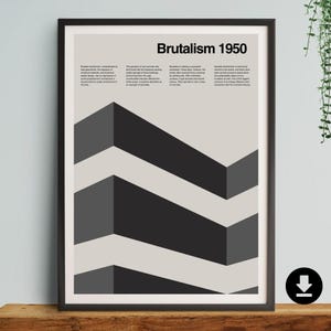 Brutalist print, Gift, poster, Bauhaus Series, modernism, mid century, minimal, modern, architecture, concrete, wall art, lover, models