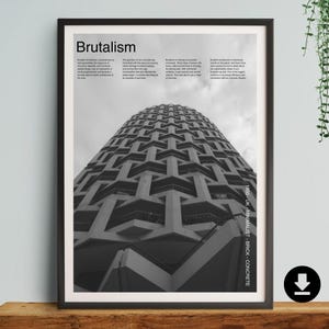 Brutalist print, Gift, poster, Bauhaus Series, modernism, mid century, minimal, modern, architecture, concrete, wall art, lover, models