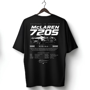 T-shirt grafica McLaren 720S Supercar, maglietta streetwear da sport motoristici.