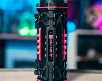 Handcrafted Cyberpunk Thermos with Built-in Thermometer | Bottle, Mug, Flask | Cosplay, Gift, Sci-Fi, Cyberpunk, props | 17oz (500 ml)