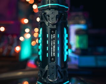Handcrafted Cyberpunk Thermos with Built-in Thermometer | Bottle, Mug, Flask | Cosplay, Gift, Sci-Fi, Cyberpunk, props | 17oz (500 ml)