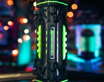 Handcrafted Cyberpunk Thermos with Built-in Thermometer | Bottle, Mug, Flask | Cosplay, Gift, Sci-Fi, Cyberpunk, props | 17oz (500 ml)