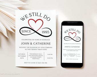Editable Vow Renewal Invitation Template, We Still Do Invitation, Printable Wedding Anniversary Invite, Modern Minimalist Invitation