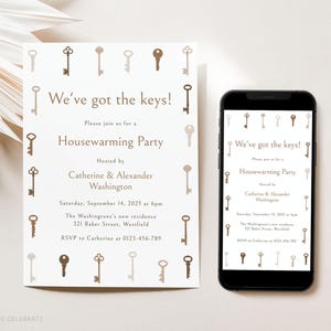 Editable Housewarming Invitation Template, Printable Housewarming Party Invite, New Home Invite, House Party Invitation, Got The Keys