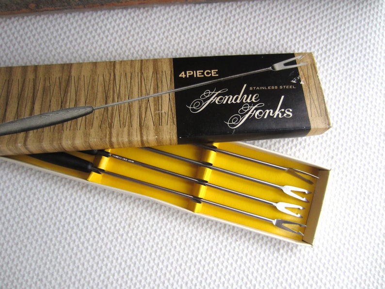 Vintage Fondue Forks Color Tips Black Stainless Fork Japan