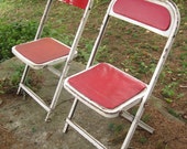Reserved Vintage White and Red Child's Metal Folding Chairs