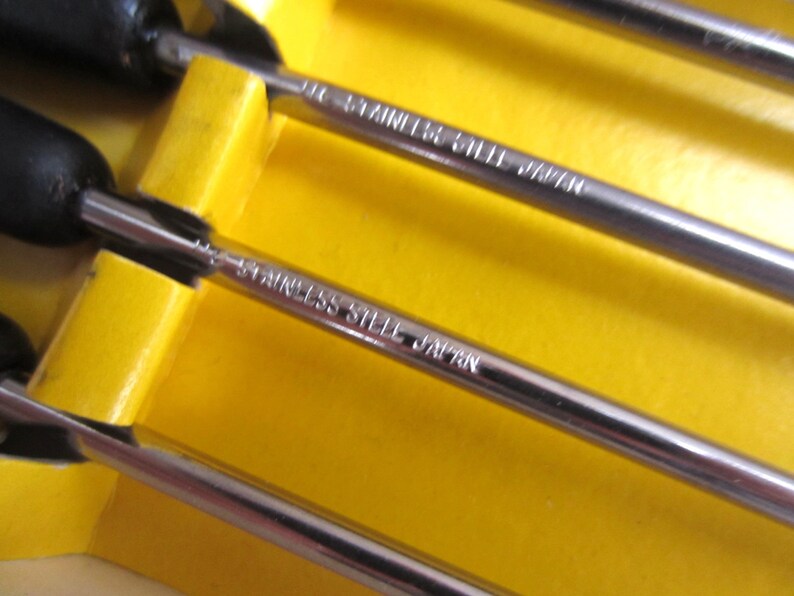 Vintage Fondue Forks Color Tips Black Stainless Fork Japan