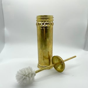 Unlacquered Brass toilet brush holder, Brass Engraved Toilet Bowl Brush, Handmade Bathroom Brush Holder.
