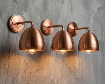 Copper Wall Sconce Rustic Farmhouse Lighting Fixture, Industrial Vintage Wall Lamp, Handmade Modern Minimalist Interior Light