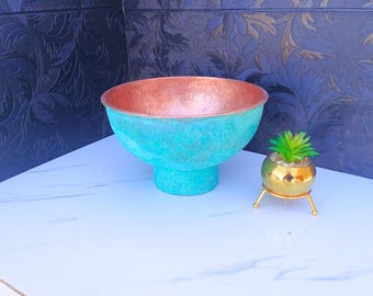 Green Patina Vessel Sink Bathroom,Hammered Oxidized Copper Bathroom Sink, Green Patina Copper Washbasin, vintage copper sink