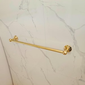 Handmade Brass Towel Bar, Unlacquered Brass Kitchen Towel Rail,Brass Towel Holder, Bathroom Towel Rack, Rustic Wall Mounted Kitchen Storage