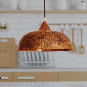 Solid Copper Hanging Light, Rustic Copper Pendant Light Fixture, Kitchen Island Lighting, Unique Patina