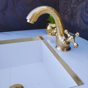 Brass engraved single hole bathroom faucet,Bath vanity Faucet, Antique Brass Bathroom Faucet, Vanity Sink Faucet.
